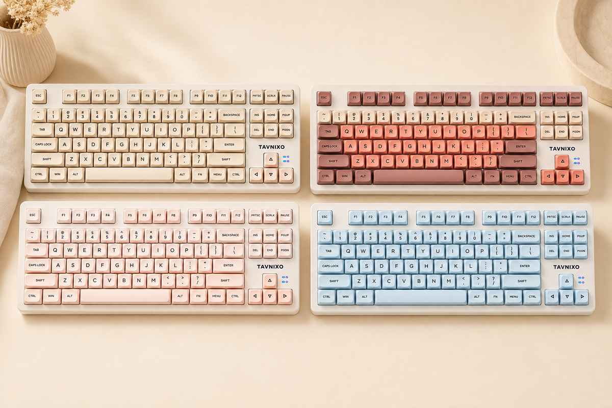 TAVNIXO F3587 wired mechanical keyboard feature: four color mechanical keyboard options