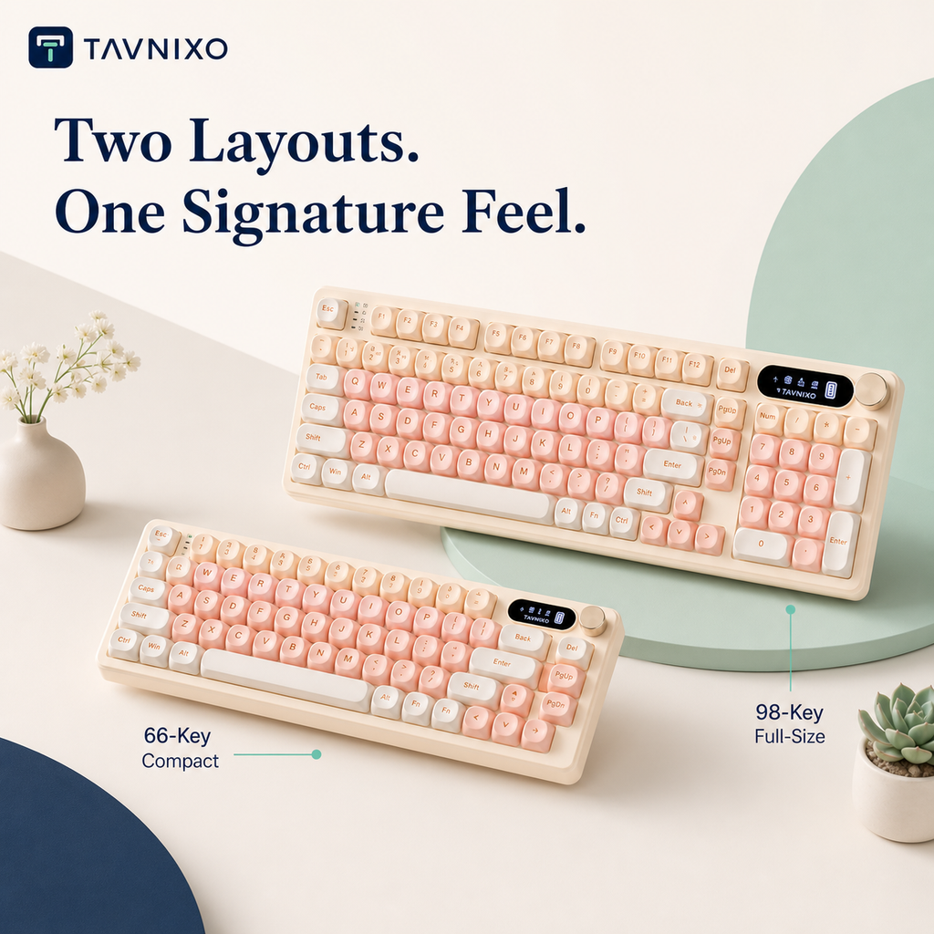 TAVNIXO Cream Cloud Tri-Mode Hot-Swappable Mechanical Keyboard — cream cloud 66 key 98 key keyboard collection