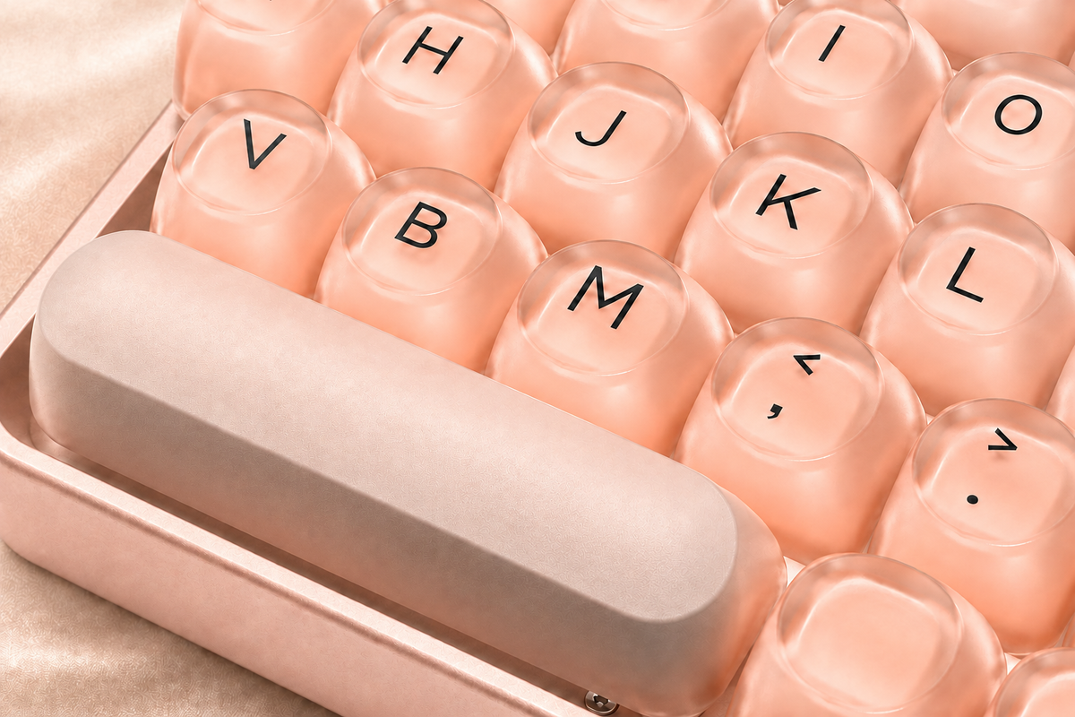 TAVNIXO F3587 wired mechanical keyboard feature: translucent rounded keycaps detail