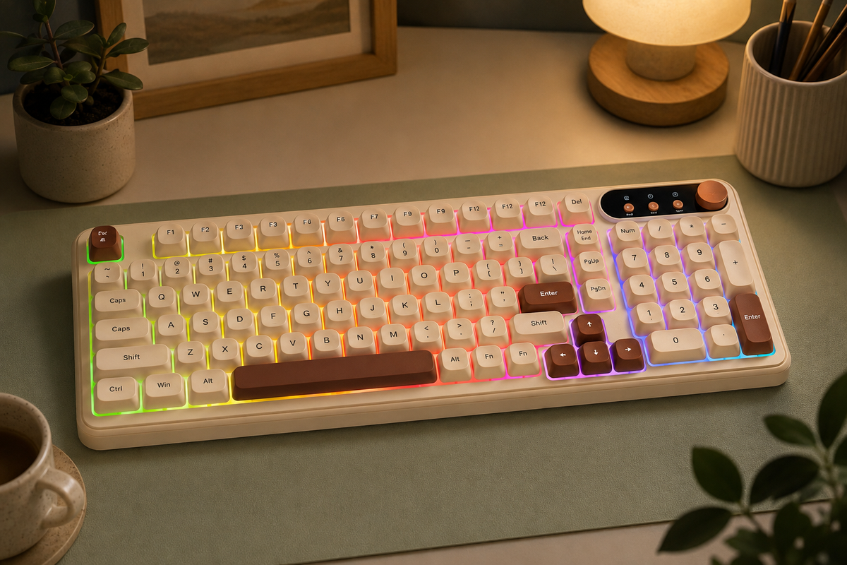 TAVNIXO K520D wireless keyboard feature: rgb backlit keyboard evening desk