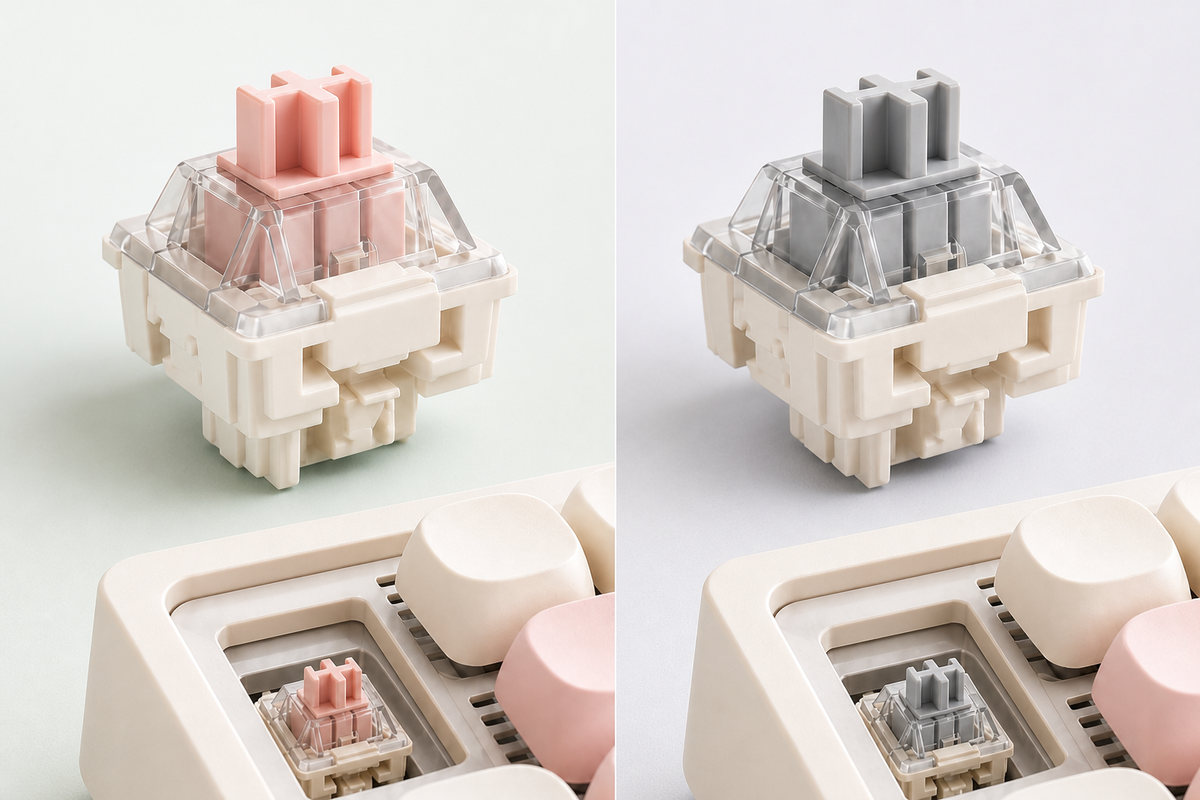 TAVNIXO Cream Cloud mechanical keyboard feature: linear mahjong sound switch comparison landscape