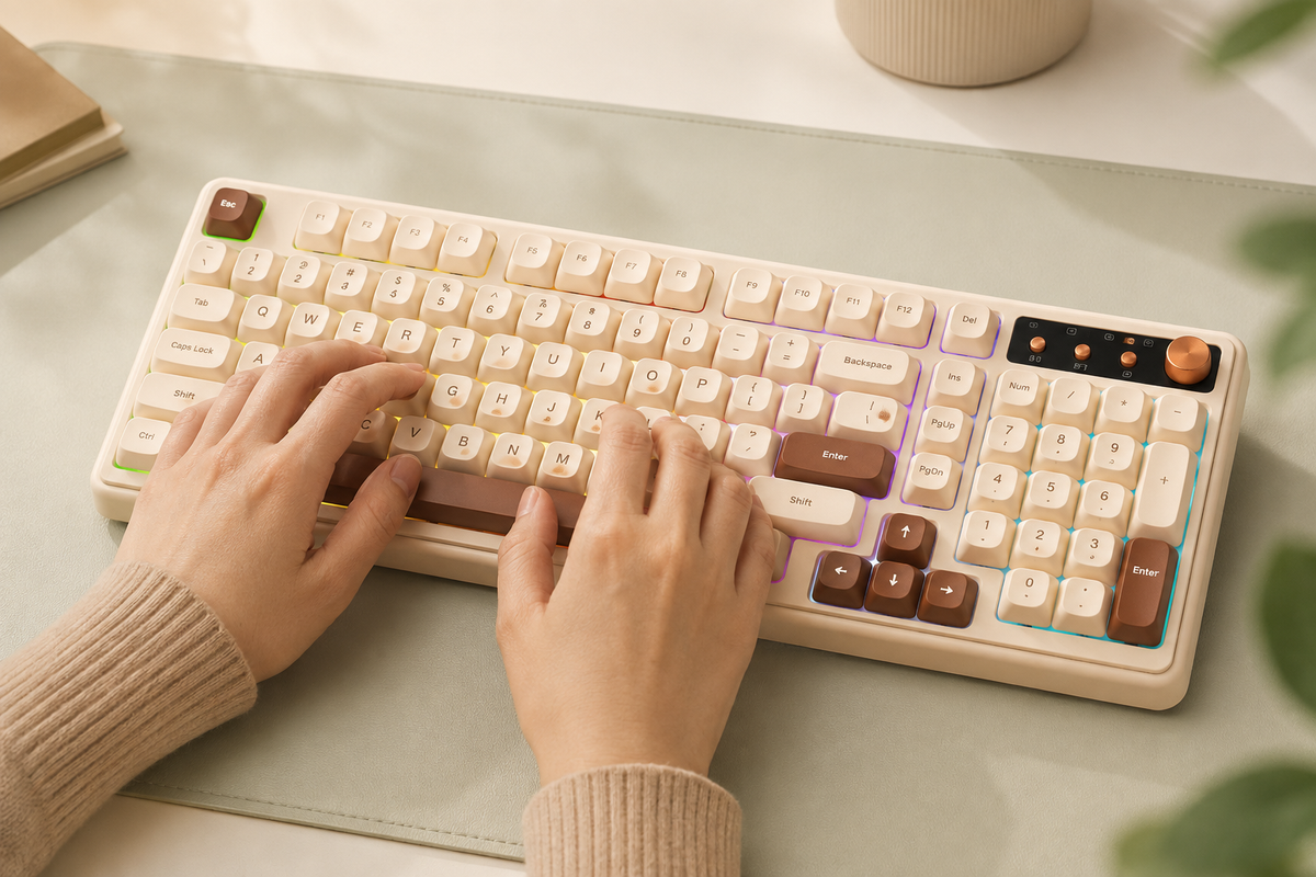 TAVNIXO K520D wireless keyboard feature: comfortable rounded keycaps typing