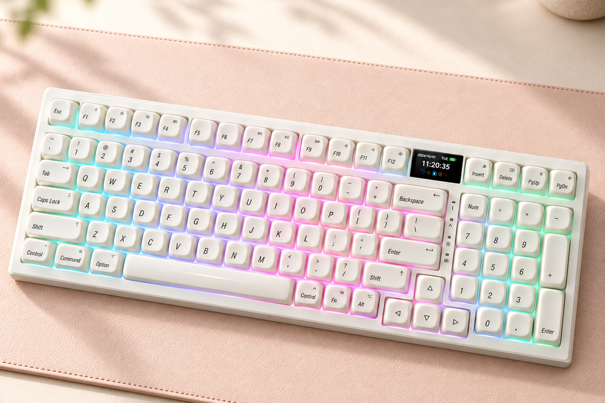 TAVNIXO R98 Pro and R99 Pro wireless mechanical keyboard: r98 pro rgb backlighting detail