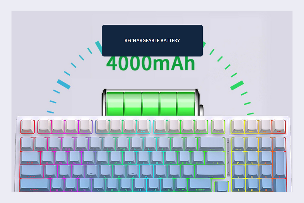 TAVNIXO YG98 mechanical keyboard feature: 4000mah usb c rechargeable battery
