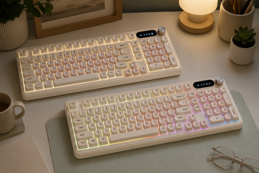 TAVNIXO Cream Cloud mechanical keyboard feature: warm white rgb backlight mechanical keyboard landscape