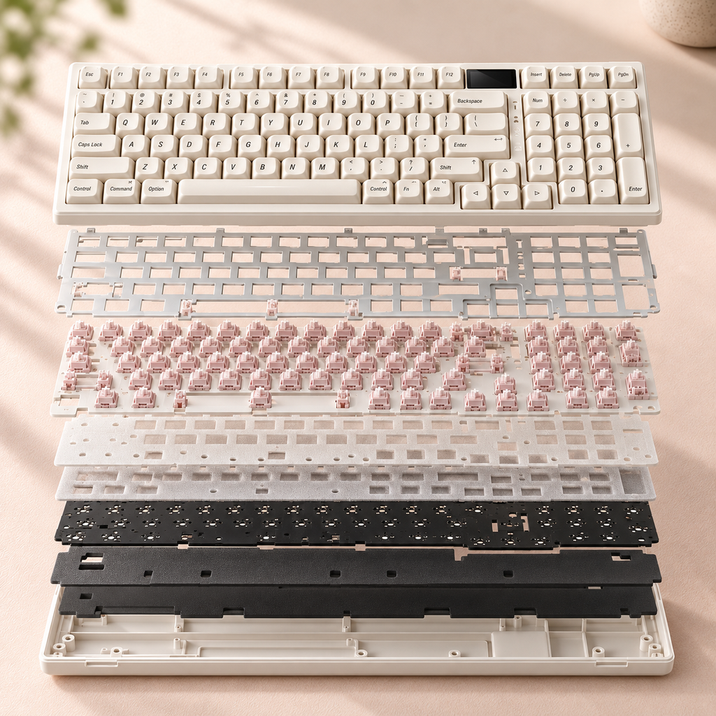 TAVNIXO R98 Pro and R99 Pro wireless mechanical keyboard: r98 pro gasket mount exploded view