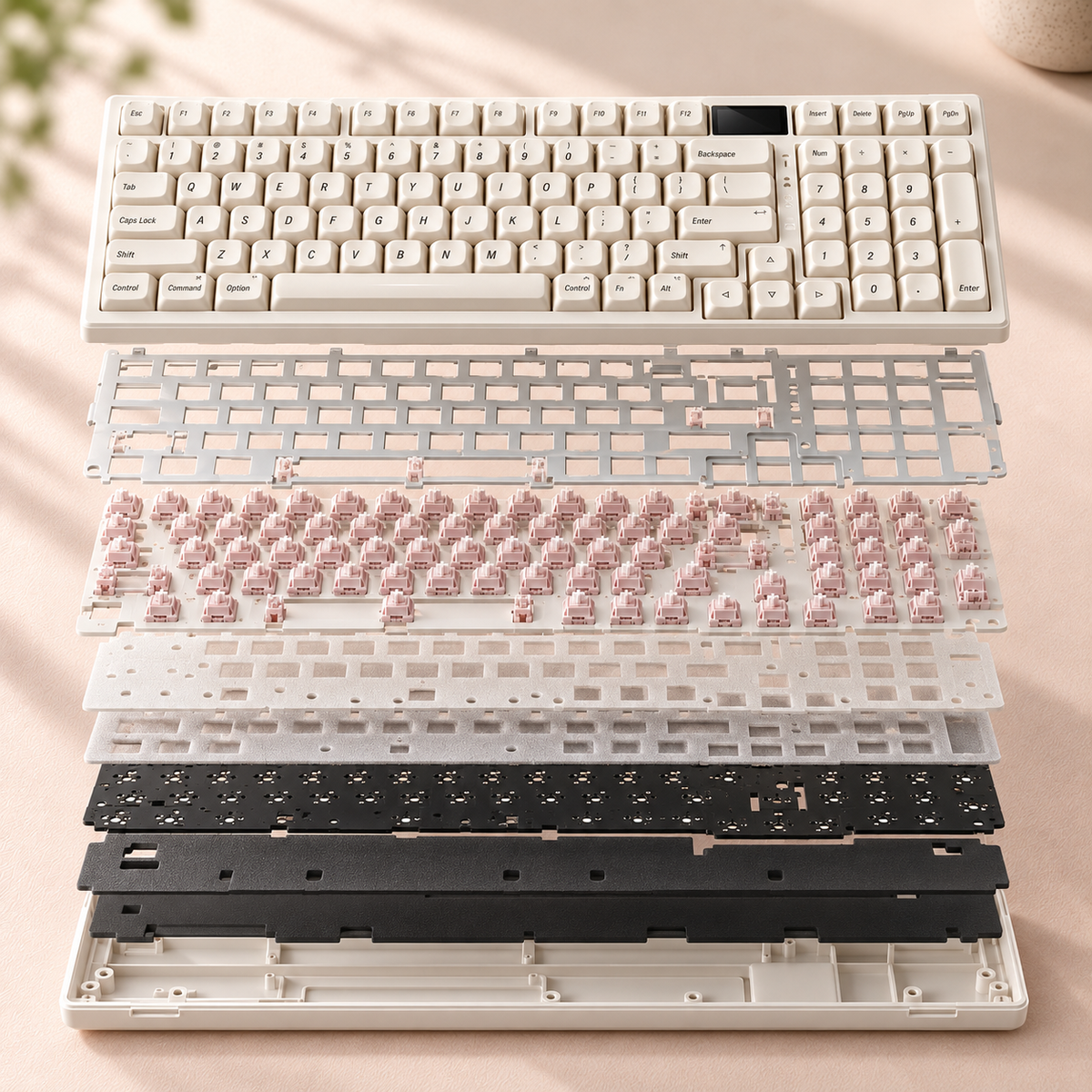 TAVNIXO R98 Pro and R99 Pro wireless mechanical keyboard: r98 pro gasket mount exploded view