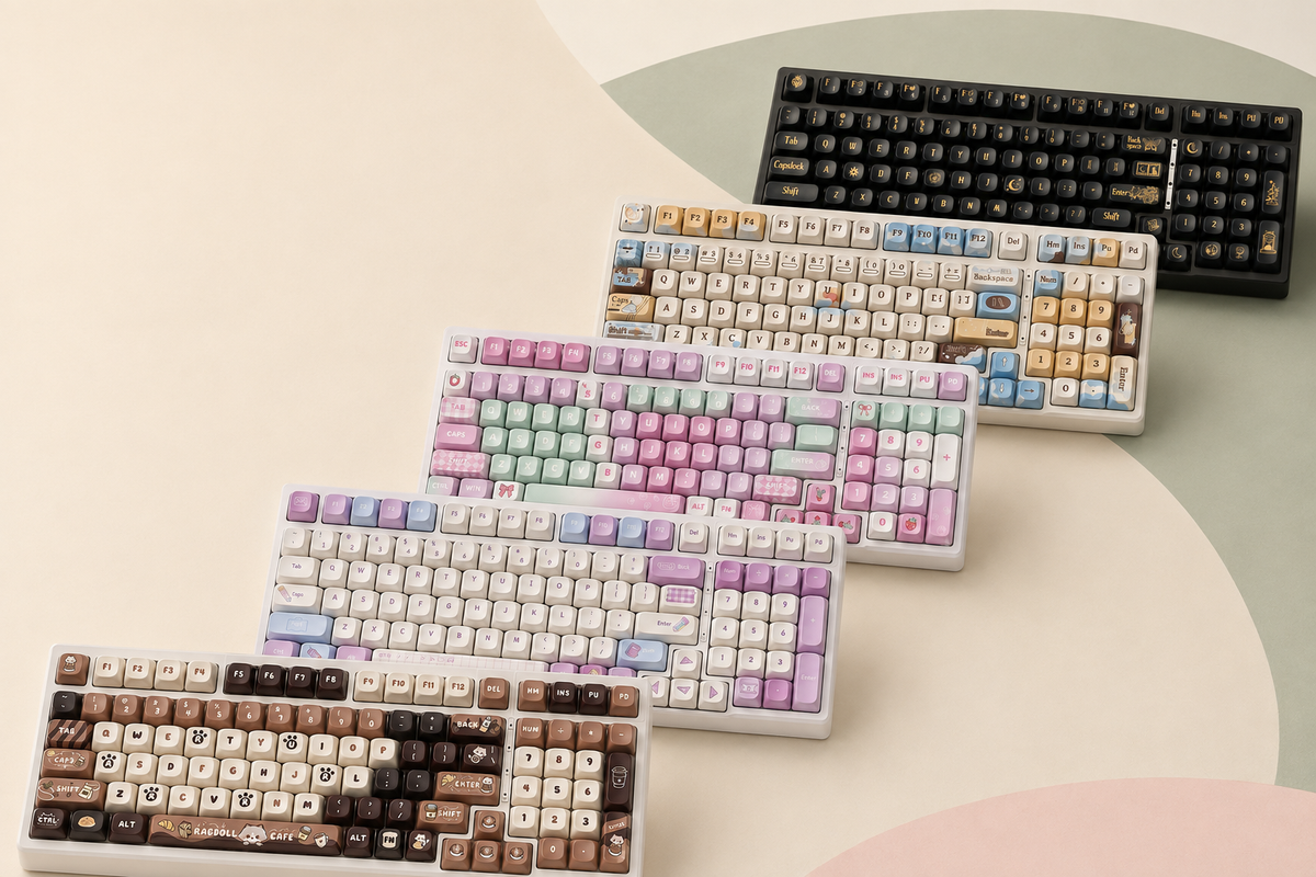 TAVNIXO YG98 mechanical keyboard feature: five moa keycap color variants