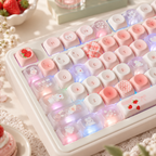 Berry Story MO PBT & Transparent PC Keycap Set — berry story mo pbt pc keycaps mo profile transparent keycap closeup