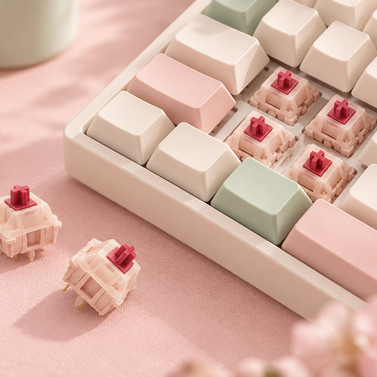 TAVNIXO CHERRY MX2A Petal tactile switches installed on keyboard