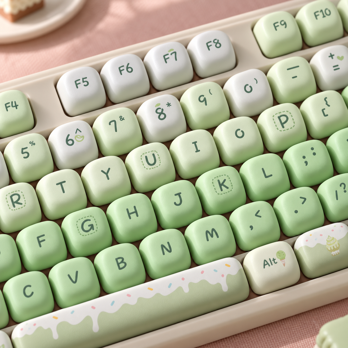 Summer Dessert House MOG 136-Key PBT Keycap Set — dessert house mog pbt keycaps 136 mog profile closeup