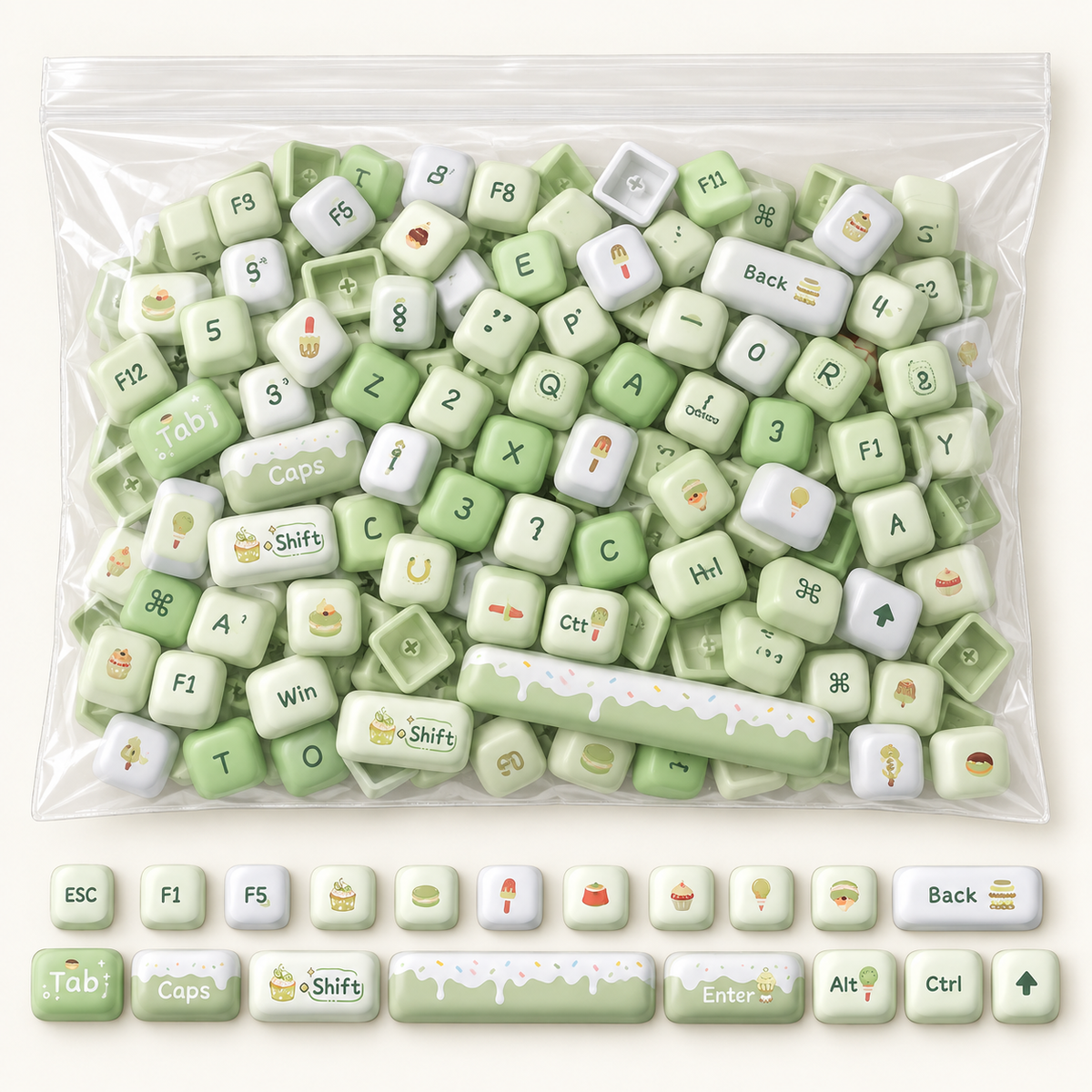 Summer Dessert House MOG 136-Key PBT Keycap Set — dessert house mog pbt keycaps 136 136 key set bagged