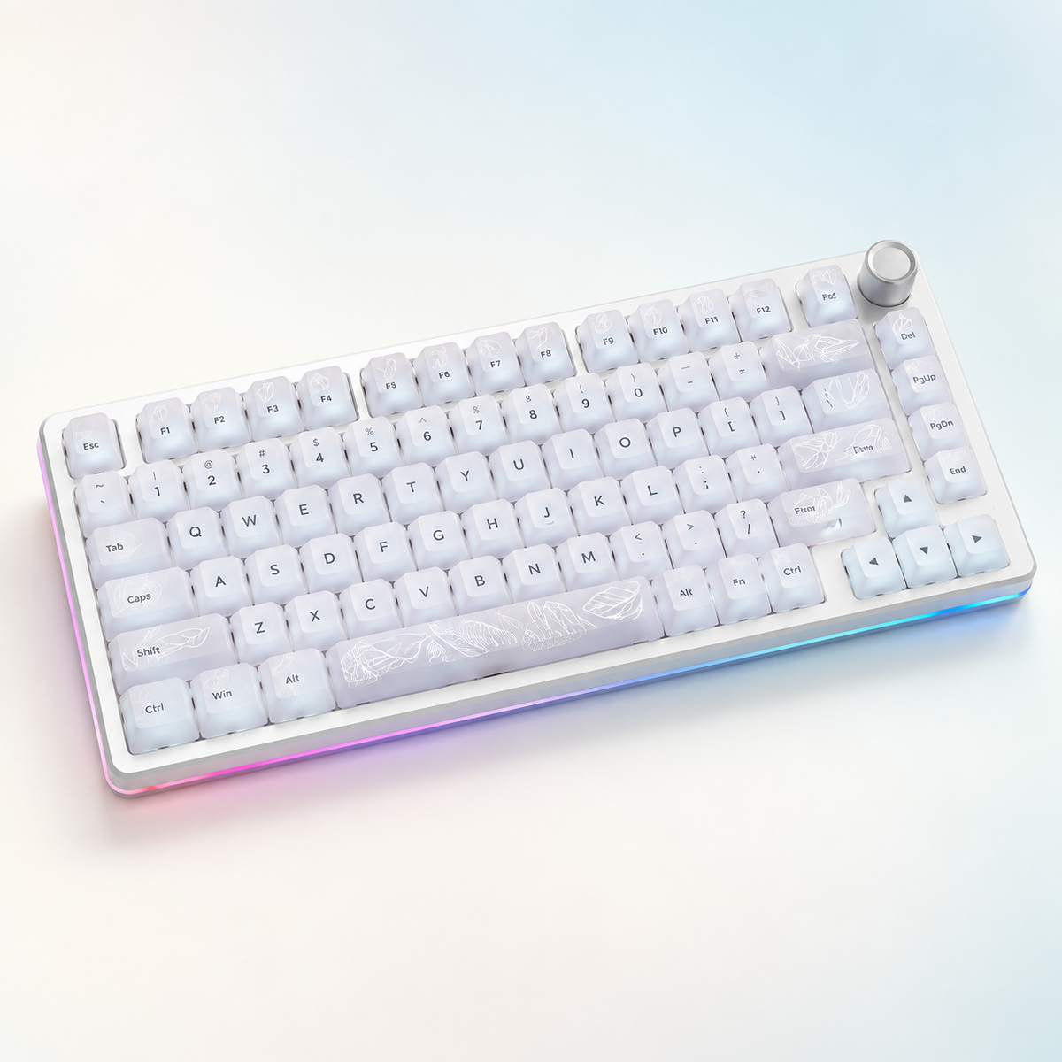 TAVNIXO MI75 complete white mechanical keyboard with keycaps