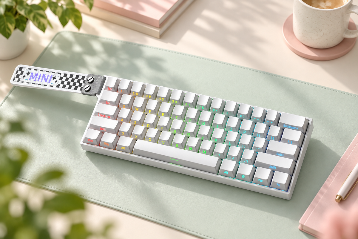 AULA Mini60 HE Pro compact magnetic keyboard in a gaming workspace