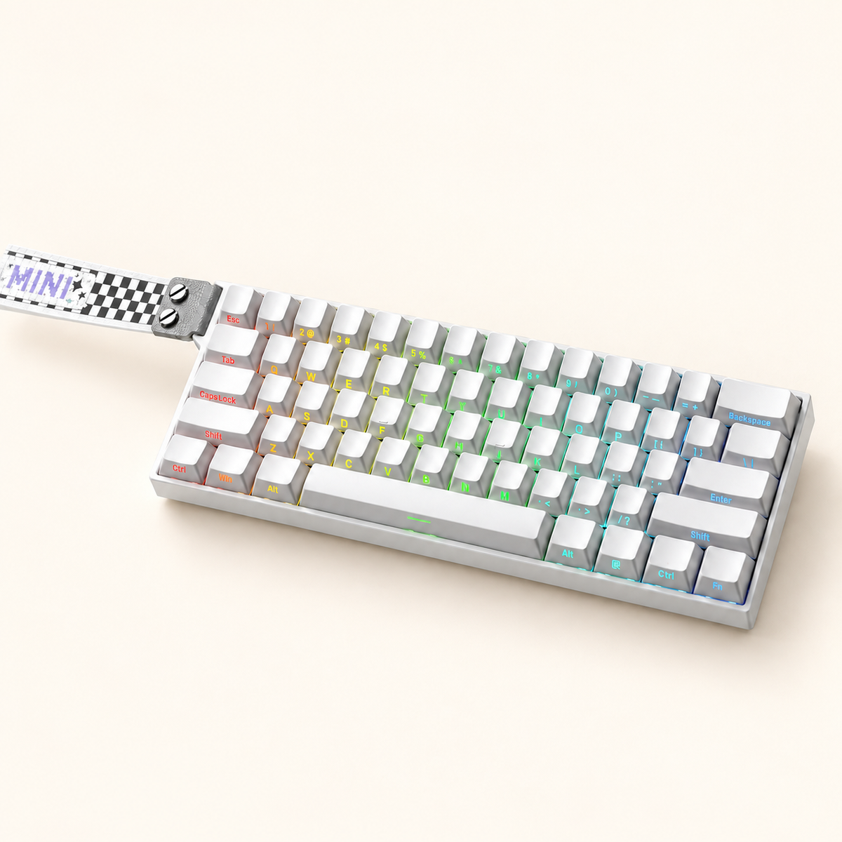 AULA Mini60 HE Pro white side-legend keyboard with Mistcloud magnetic switches