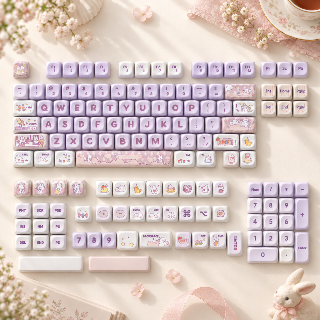 Purple Rabbit 142-Key PBT Keycap Set — purple rabbit pbt keycaps 142 full 142 keycap set layout