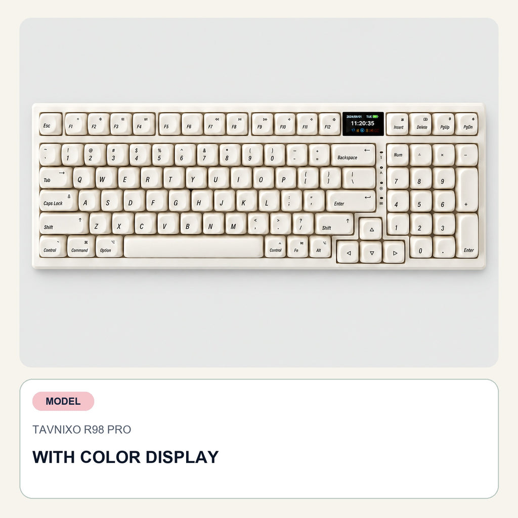 TAVNIXO R98 Pro and R99 Pro wireless mechanical keyboard: r98 pro wireless mechanical keyboard with display variant card