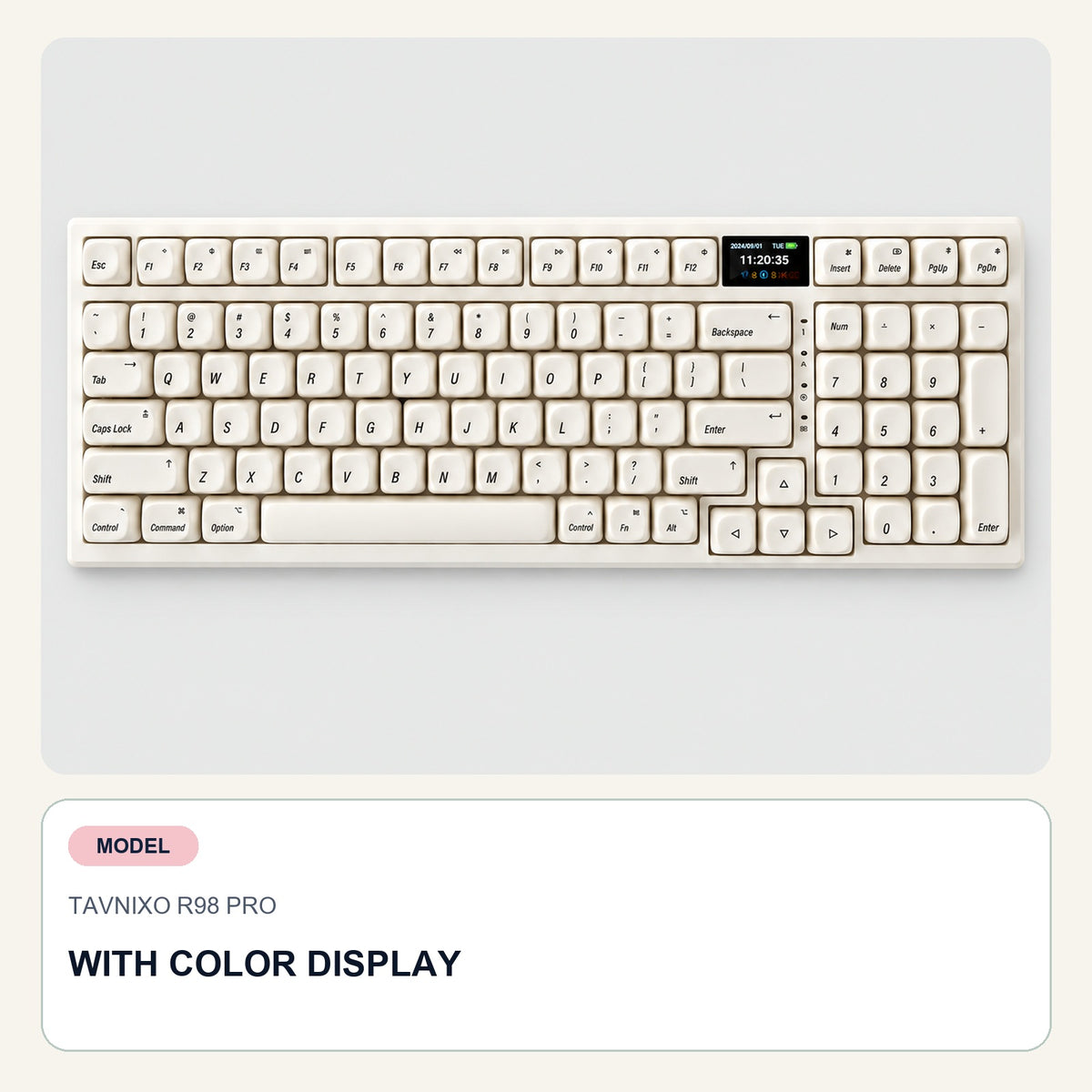 TAVNIXO R98 Pro and R99 Pro wireless mechanical keyboard: r98 pro wireless mechanical keyboard with display variant card
