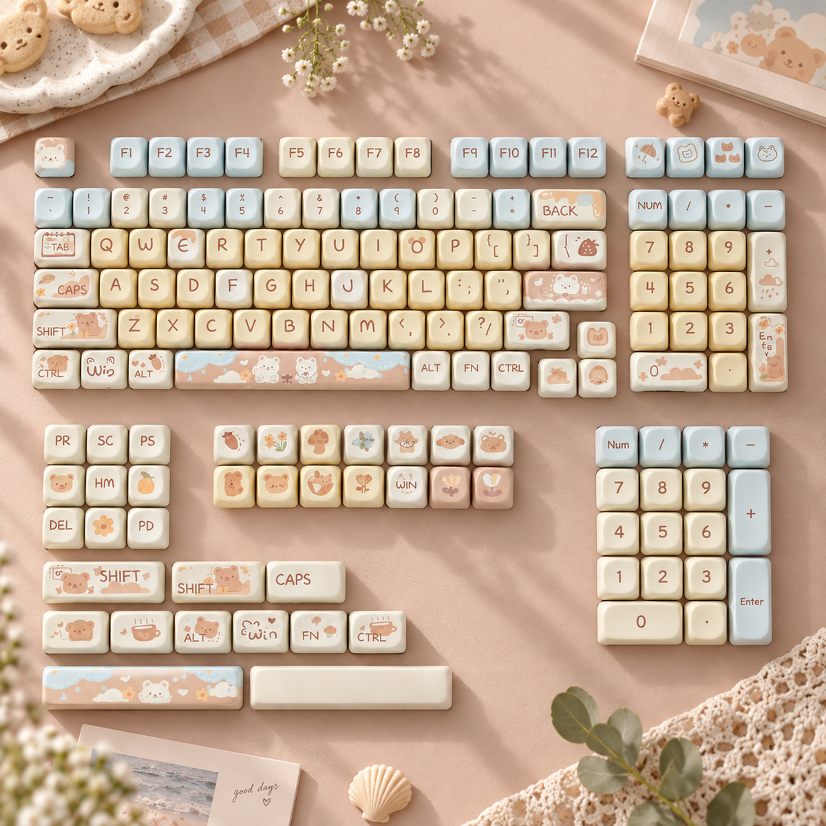 Sea Salt Bear 131-Key PBT Keycap Set — sea salt bear pbt keycaps 131 full 131 keycap set layout