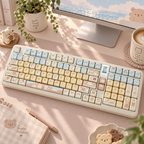 Sea Salt Bear 131-Key PBT Keycap Set — sea salt bear pbt keycaps 131 cozy desktop setup