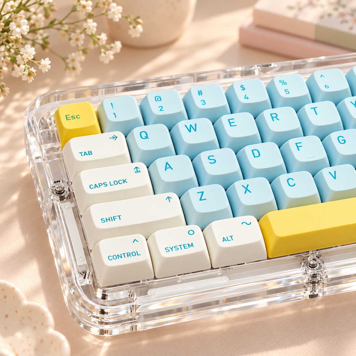 Sky Dream XDA PBT Keycap Set — sky dream xda pbt keycaps xda profile closeup