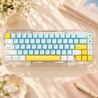 Sky Dream XDA PBT Keycap Set — sky dream xda pbt keycaps yellow accent keys closeup