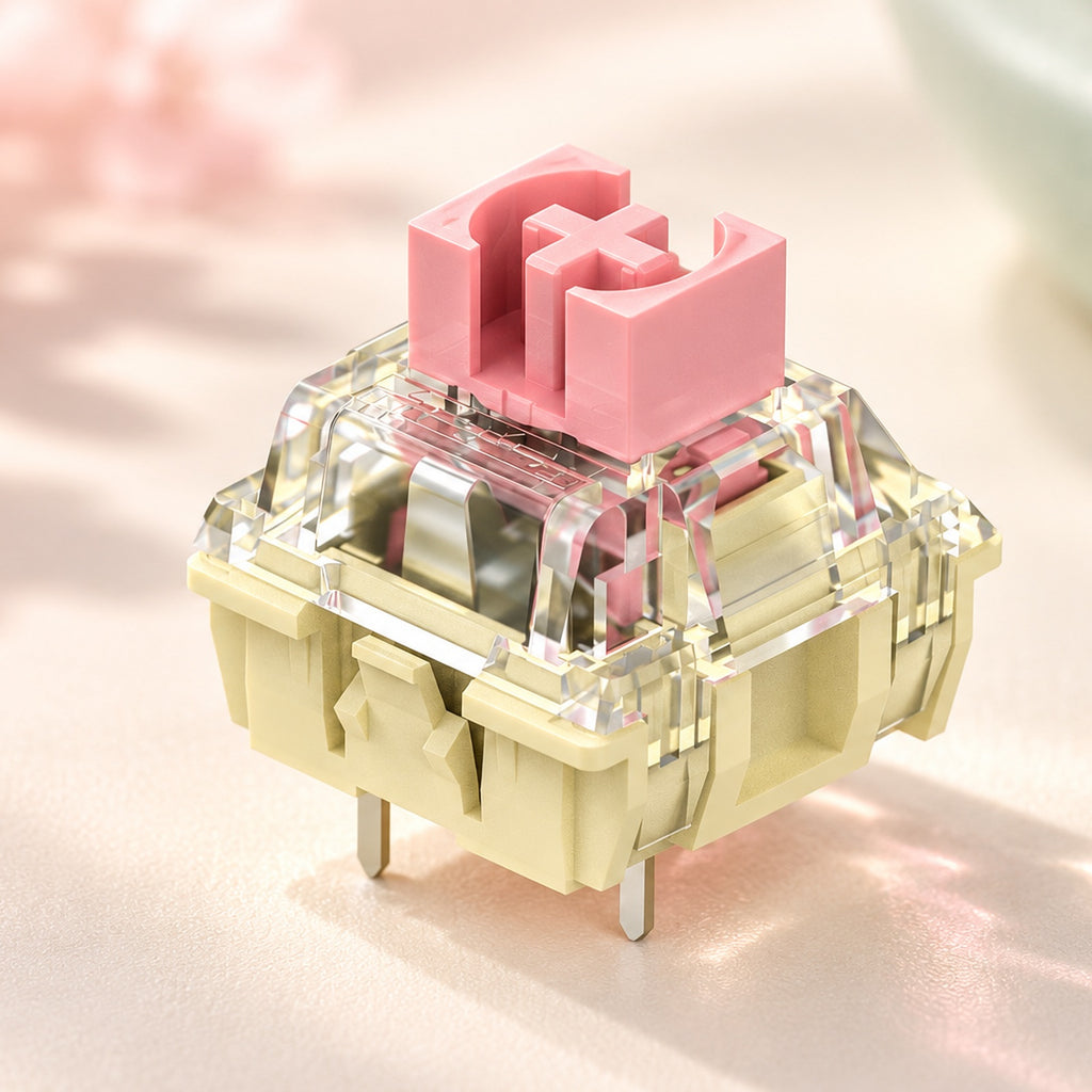 TAVNIXO TTC Gold Pink linear keyboard switch macro close-up