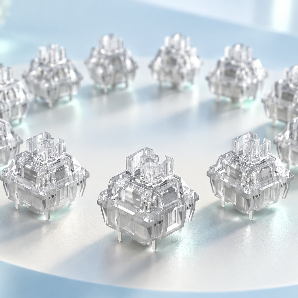 TAVNIXO TTC Ice Silent V2 keyboard switches arranged in a circle
