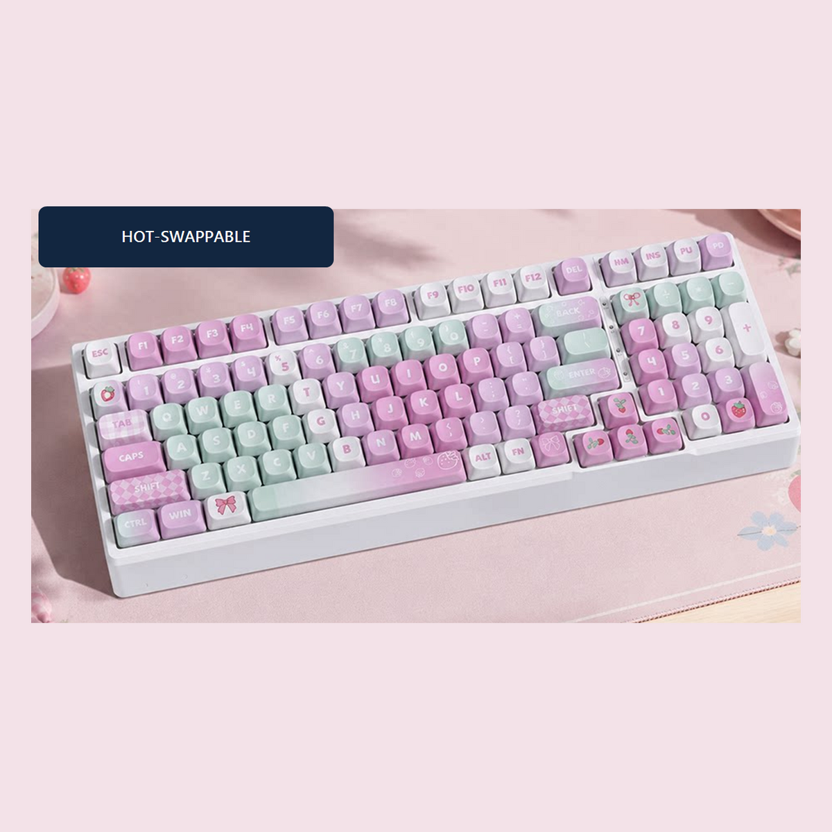 TAVNIXO YG98 Tri-Mode Hot-Swappable Mechanical Keyboard with MOA Keycaps — yg98 berry summer moa wireless mechanical keyboard sku