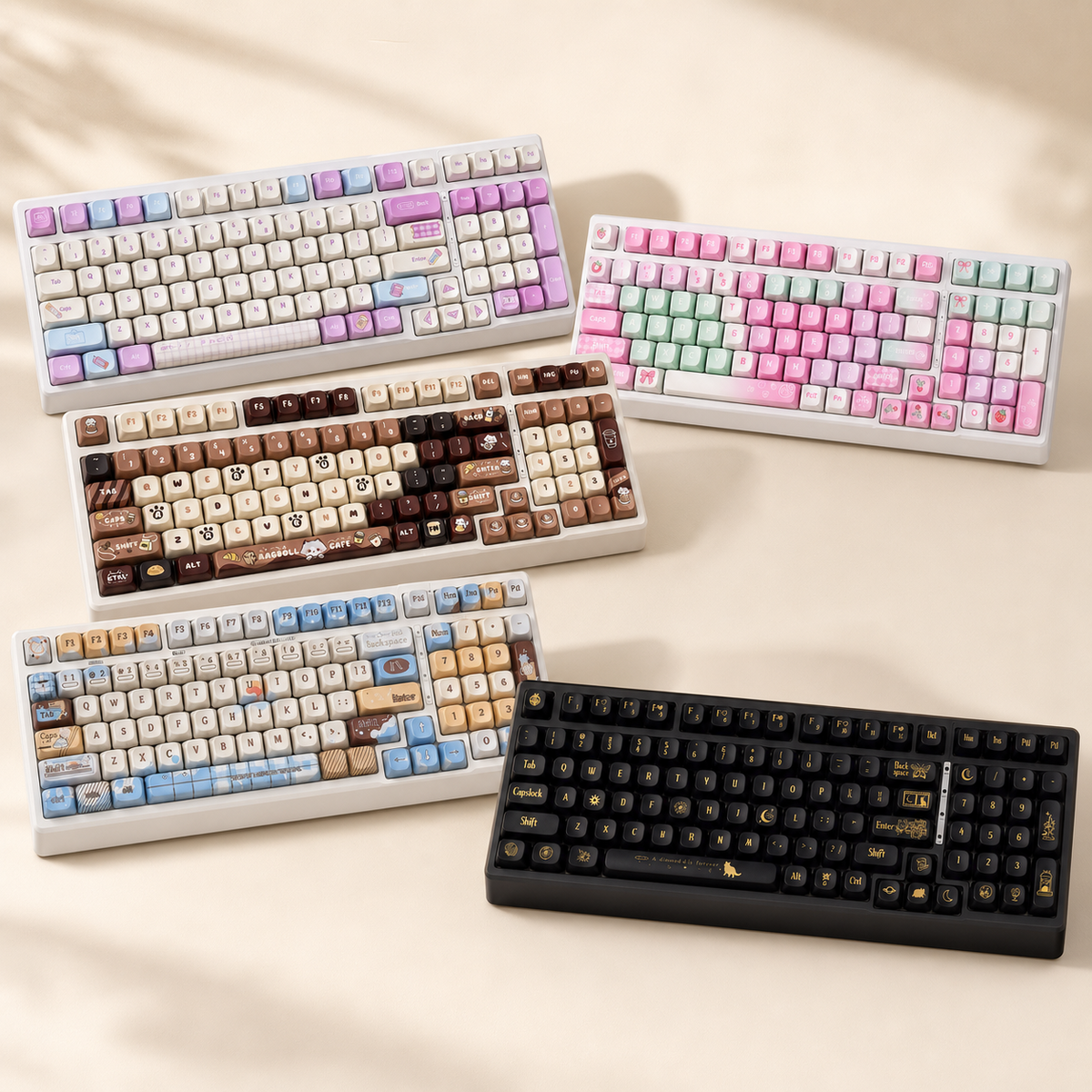 TAVNIXO YG98 wireless mechanical keyboard in five MOA keycap themes
