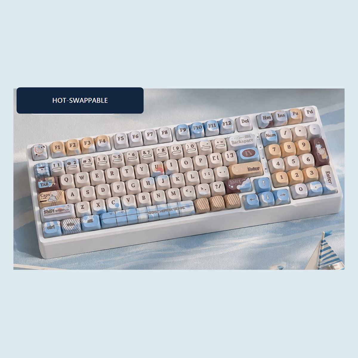 TAVNIXO YG98 Tri-Mode Hot-Swappable Mechanical Keyboard with MOA Keycaps — yg98 summer beach moa wireless mechanical keyboard sku